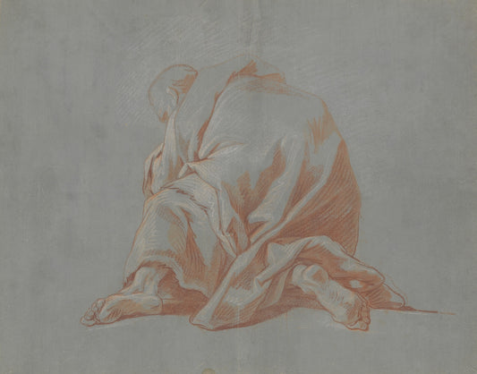 Study of a Draped Figure, vintage artwork by Jean-François de Troy, 12x8" (A4) Poster