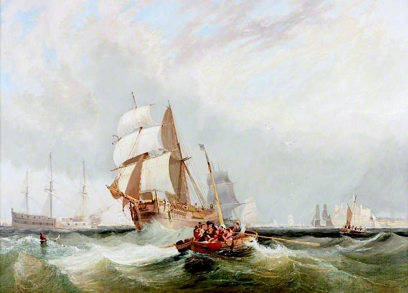Shipping Inshore, a Boat Ferrying Passengers, vintage artwork by John Wilson Carmichael, A3 (16x12") Poster Print
