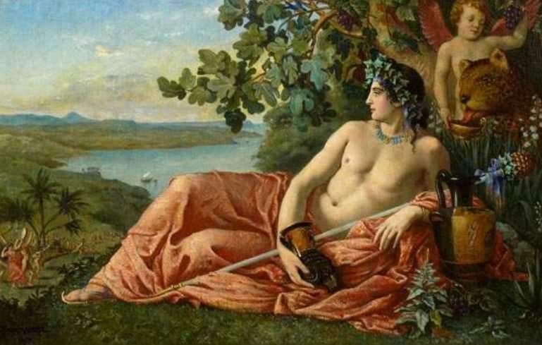 Dionysos on the island of Naxos, vintage artwork by Jacques Clement Wagrez, 12x8" (A4) Poster