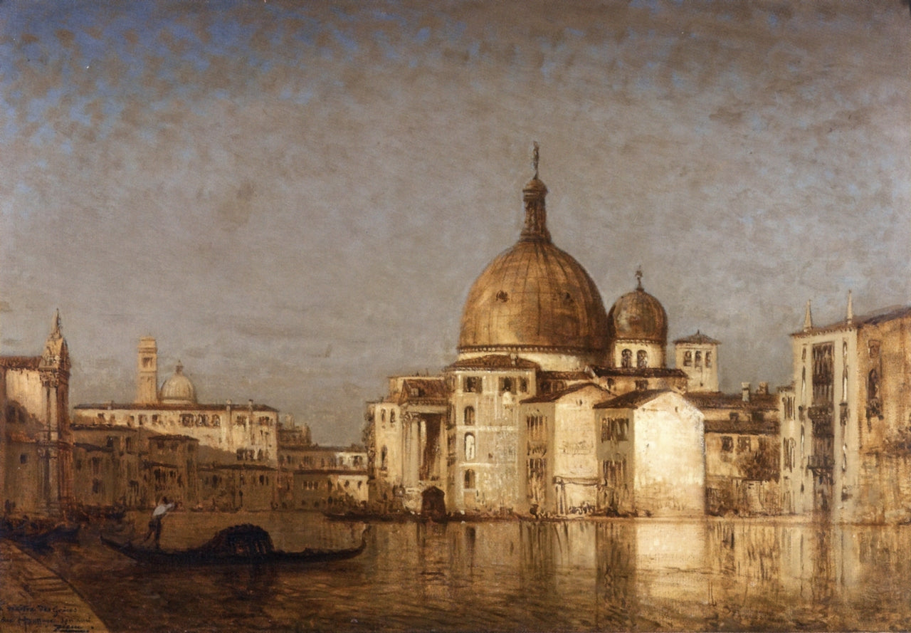 San Simeone Piccolo beyond the Grand Canal, Venise, vintage artwork by Felix-Francois-Georges-Philbert Ziem, 12x8" (A4) Poster