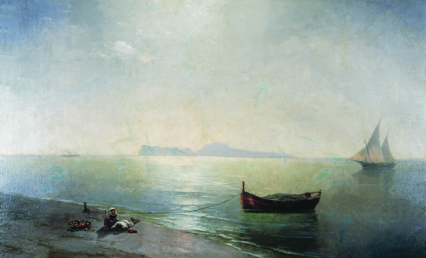 Calm on the Mediterranean Sea, vintage artwork by Ivan Constantinovich Aivazovsky, A3 (16x12") Poster Print