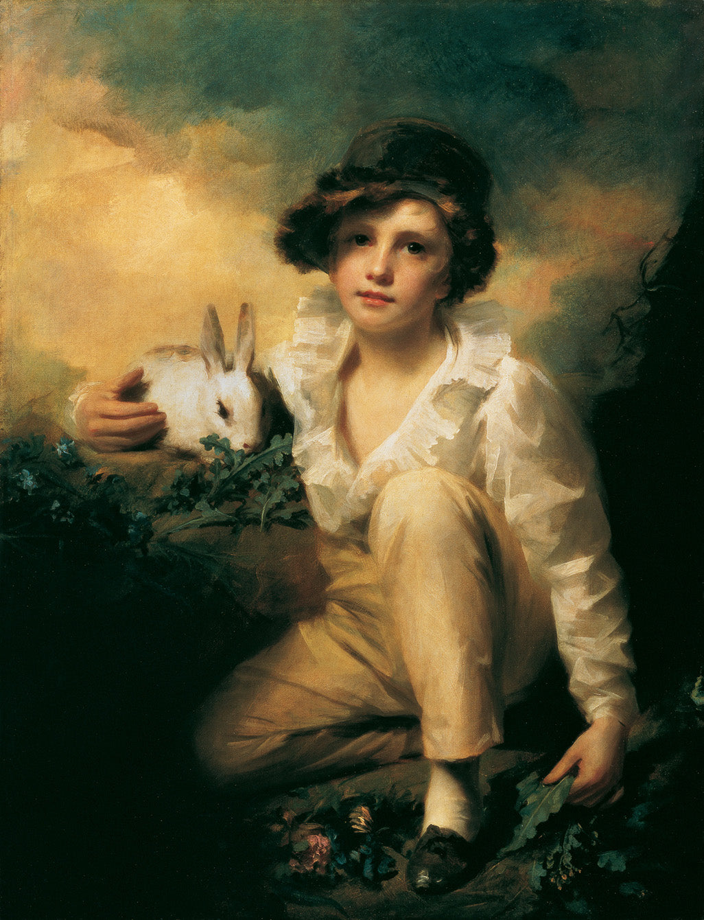 Boy and Rabbit, vintage artwork by Sir Henry Raeburn, R.A., P.R.S.A., 12x8" (A4) Poster