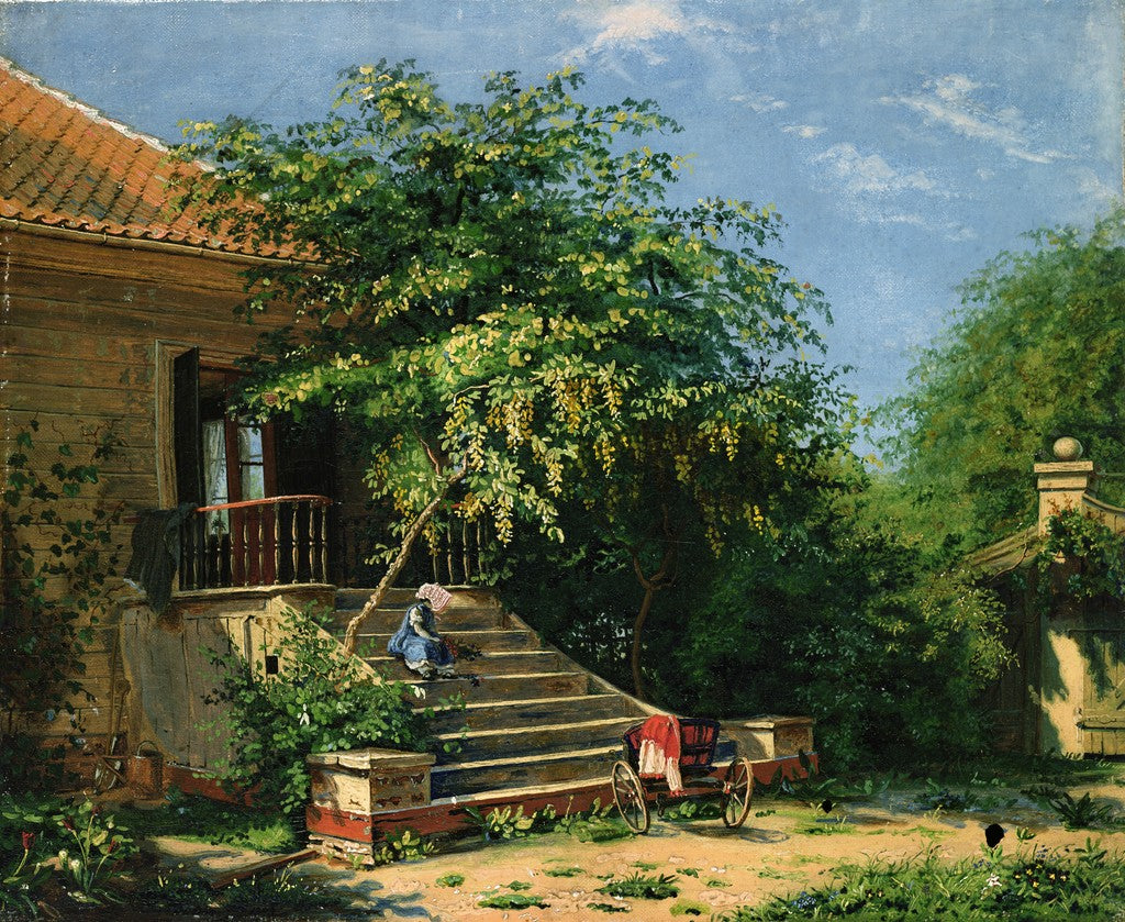 Garden stair by  the Blege pond, vintage artwork by Frants Diderik Bøe, A3 (16x12") Poster Print