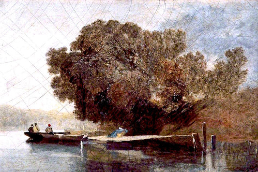 Landscape, Boat on a River, vintage artwork by John Sell Cotman, 12x8" (A4) Poster