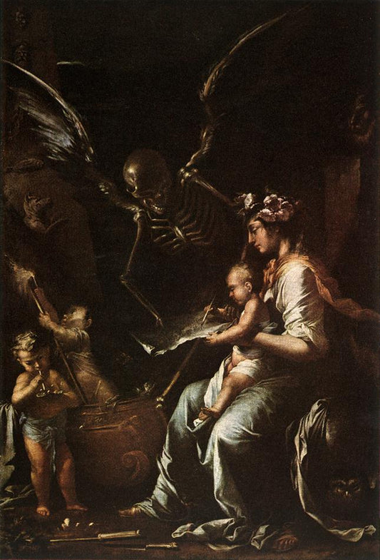 Human Fragility, vintage artwork by Salvator Rosa, 12x8" (A4) Poster
