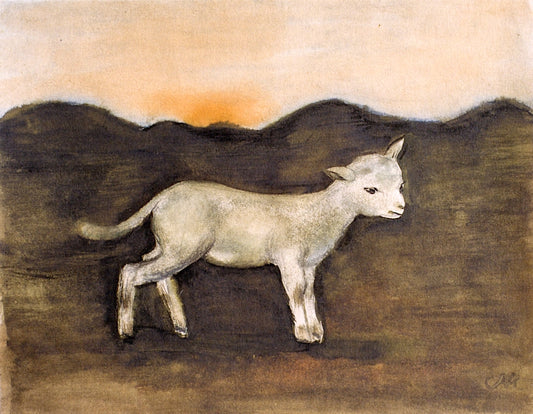 A Lamb before the Setting Sun, vintage artwork by Anita Ree, 12x8" (A4) Poster