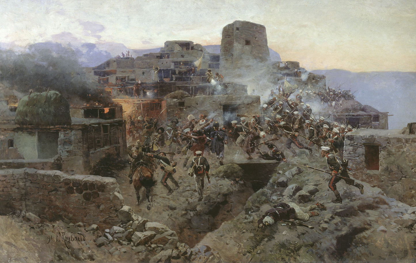 The Storm of Gimry by Franc Alekseevich Rubo,A3(16x12")Poster