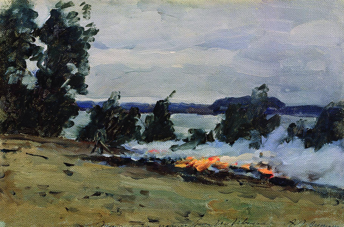 Bonfires by Isaak Levitan,A3(16x12")Poster