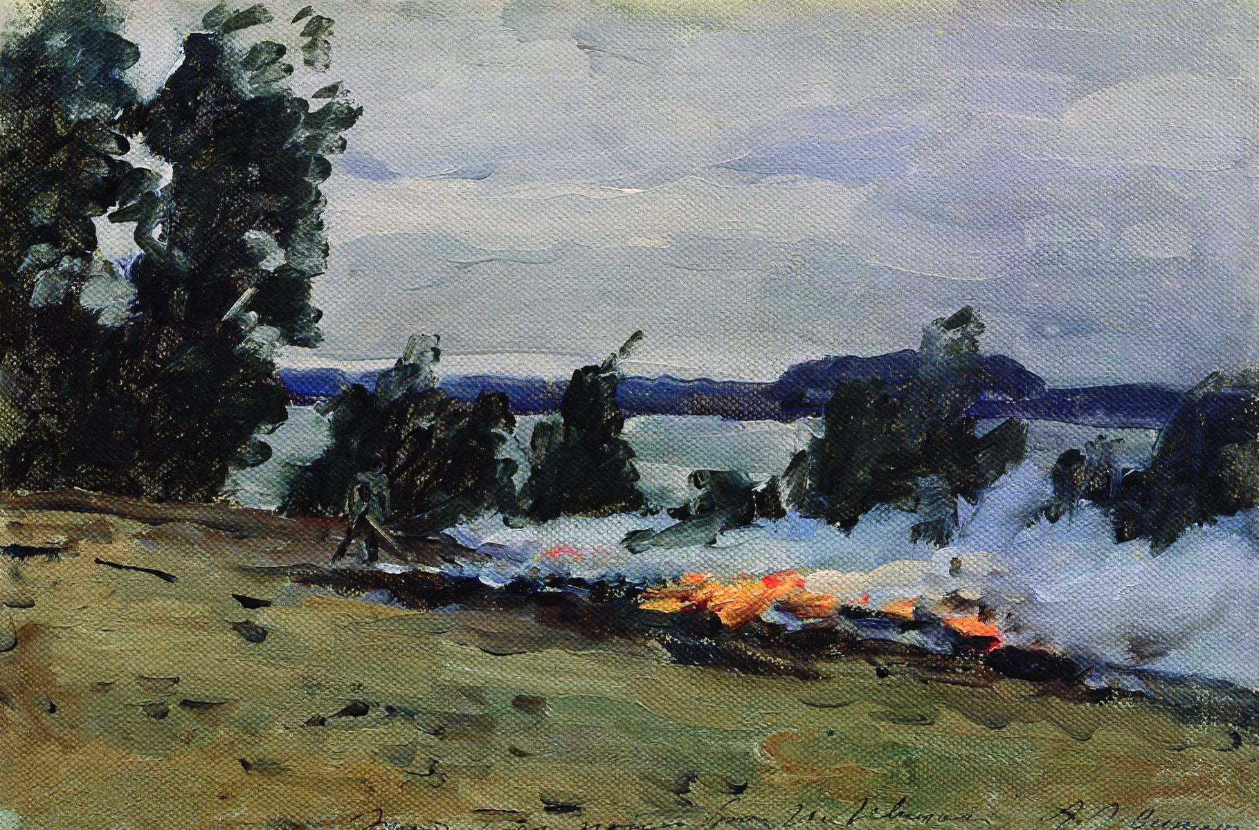 Bonfires by Isaak Levitan,A3(16x12")Poster