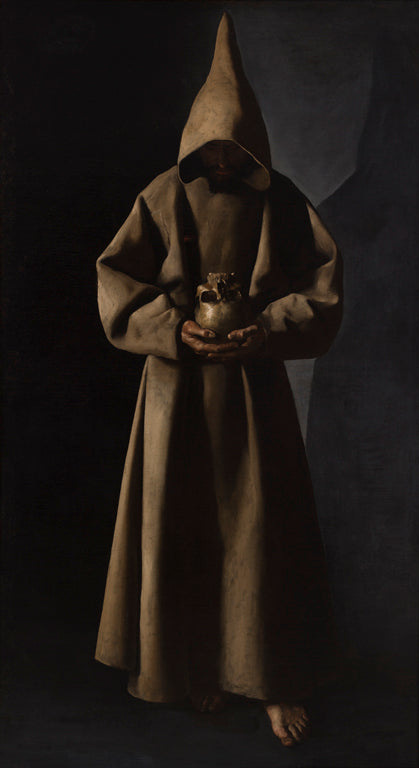 Saint Francis of Assisi in His Tomb, vintage artwork by Francisco de Zurbarán, 12x8" (A4) Poster