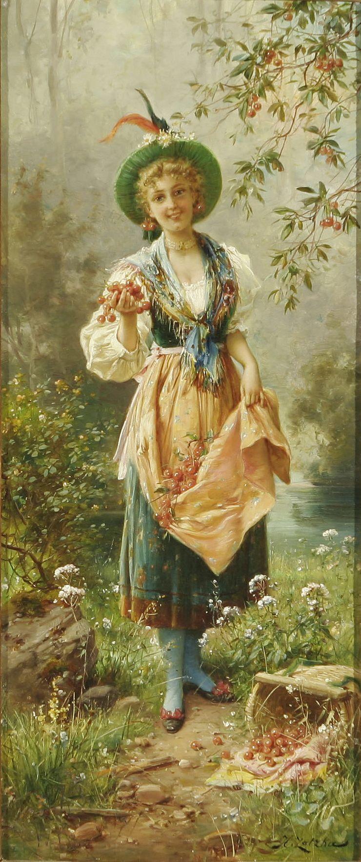 Girl in Native Dress by Hans Zatzka,A3(16x12")Poster