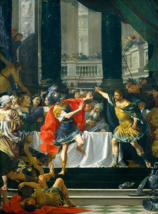 Alexander the Great Threatened by  His Father, vintage artwork by Donato Creti, 12x8" (A4) Poster