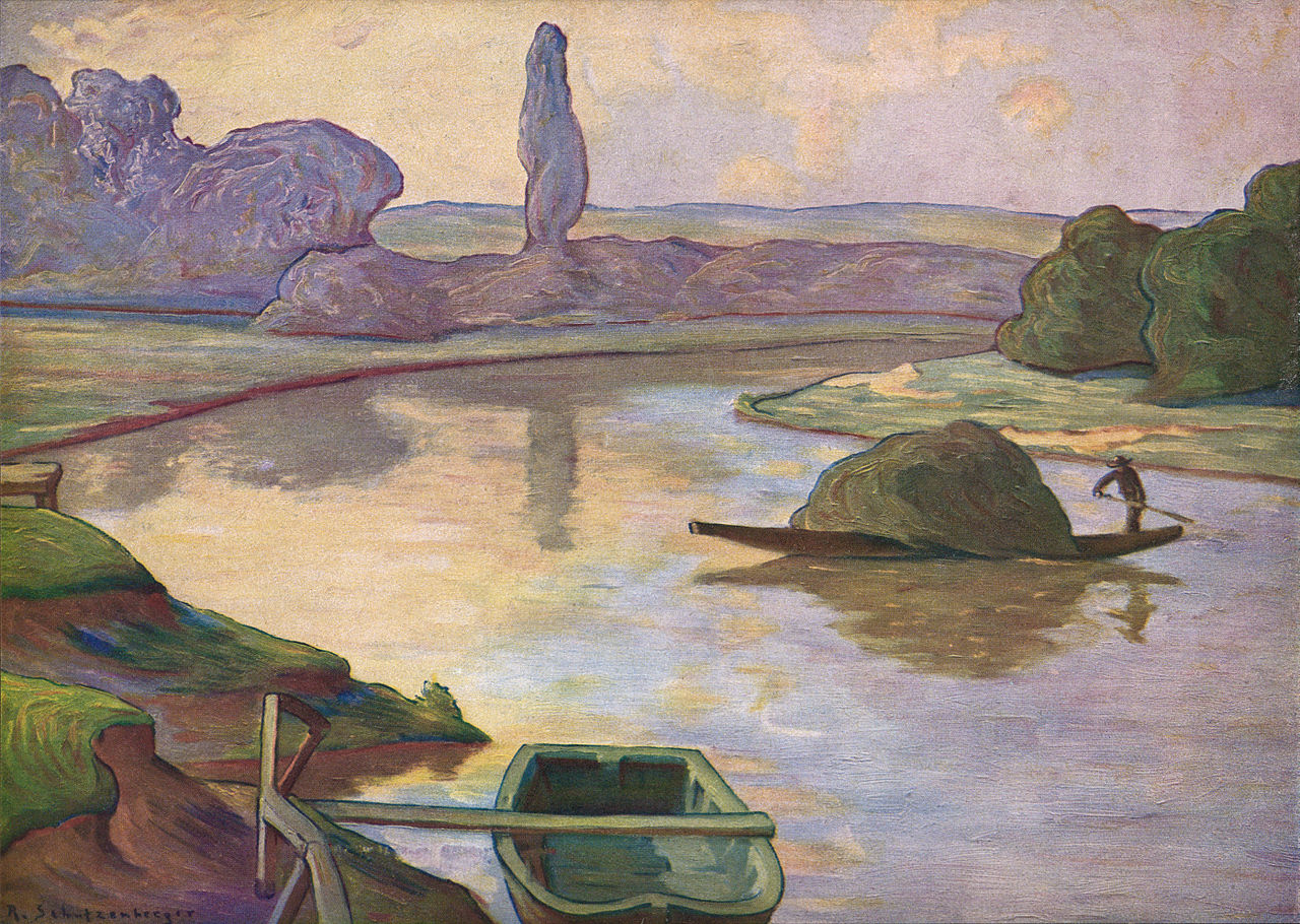 Islands on the Rhine River Near Strasbourg, vintage artwork by Rene-Paul Schutzenberger, 12x8" (A4) Poster