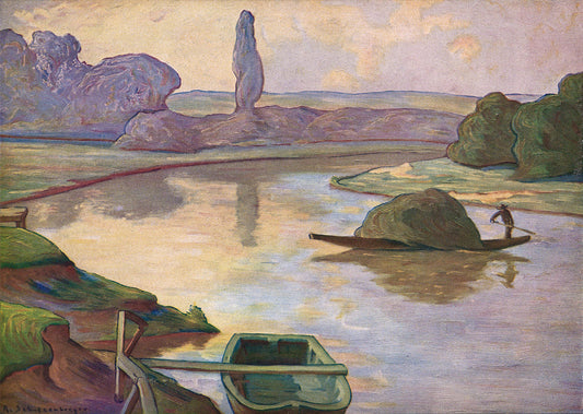 Islands on the Rhine River Near Strasbourg, vintage artwork by Rene-Paul Schutzenberger, 12x8" (A4) Poster