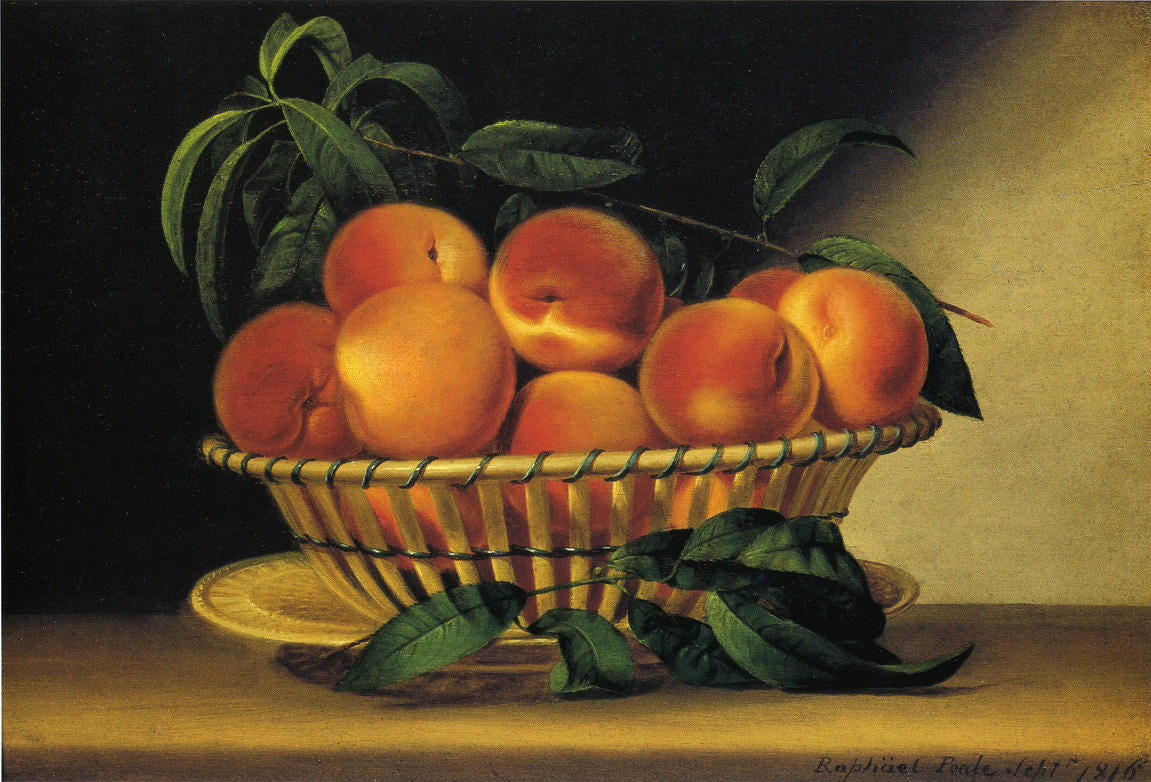 Bowl of Peaches, vintage artwork by Raphaelle Peale, 12x8" (A4) Poster