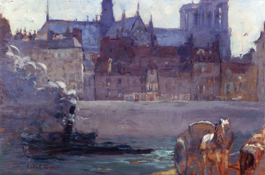 Notre-Dame from the Seine, vintage artwork by Colin Campbell Cooper, 12x8" (A4) Poster