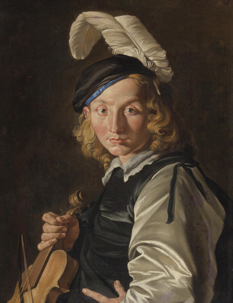 A Young Musician, vintage artwork by Matthias Stomer, 12x8" (A4) Poster