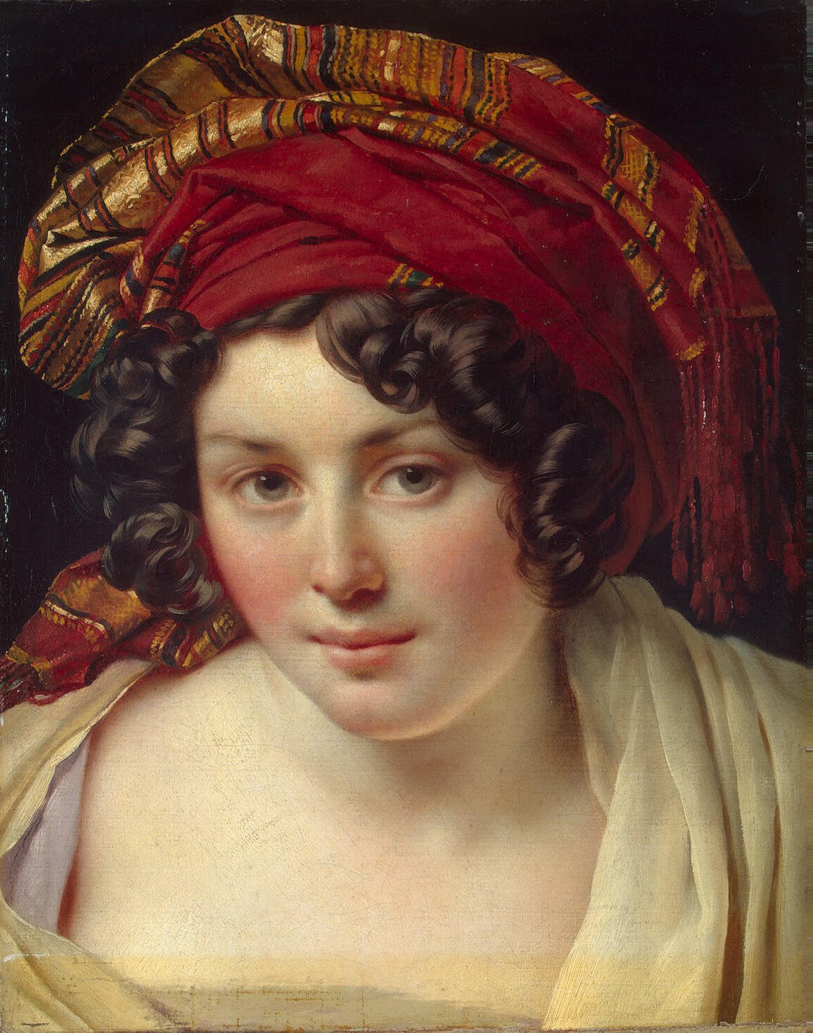 Head of a Woman in a Turban, vintage artwork by Anne-Louis Girodet de Roussy-Trioson, 12x8" (A4) Poster