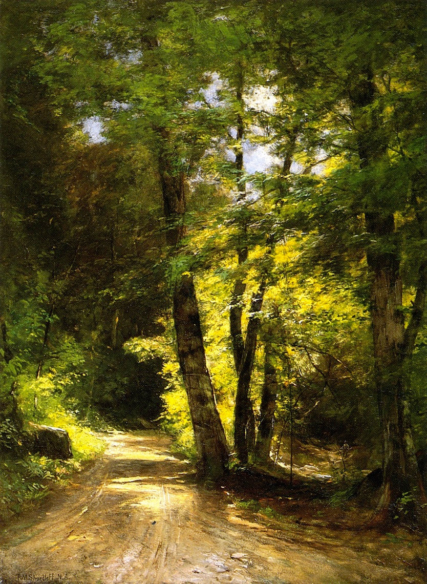 The Road to the AuSable, vintage artwork by Roswell Morse Shurtleff, 12x8" (A4) Poster
