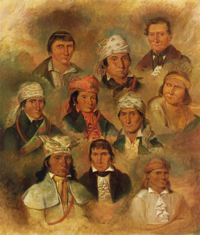 Ten Potawatomi Chiefs, vintage artwork by George Winter, A3 (16x12") Poster Print
