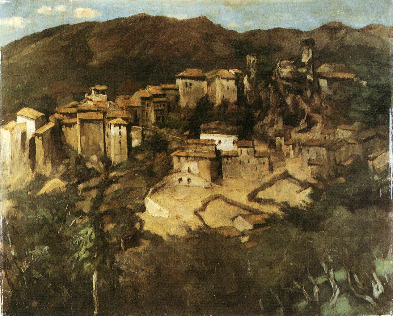 View of Olevano, vintage artwork by Carl Eduard Schuch, 12x8" (A4) Poster