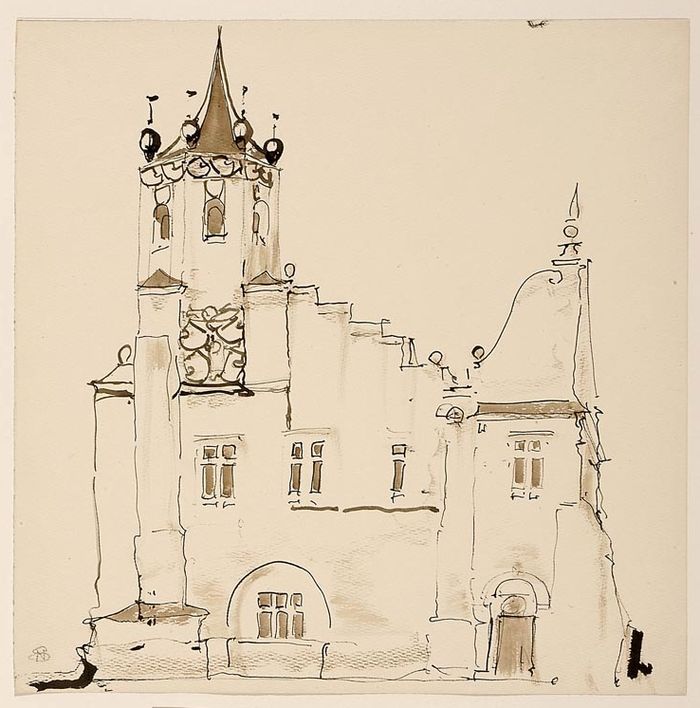 sance building with a polygonal tower by Stanislaw Noakowski,A3(16x12")Poster