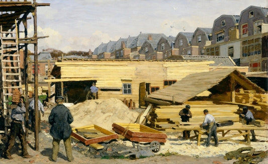 Houses under Construction, vintage artwork by Willem Bastiaan Tholen, 12x8" (A4) Poster