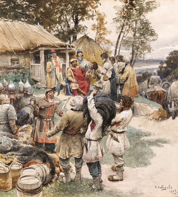Collecting Tribute by Klavdi Vasilievich Lebedev,A3(16x12")Poster