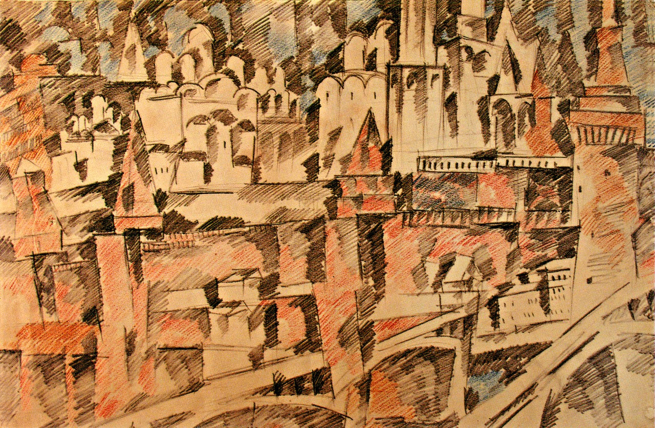 The Moscow Kremlin, vintage artwork by Aristarkh Lentulov, 12x8" (A4) Poster