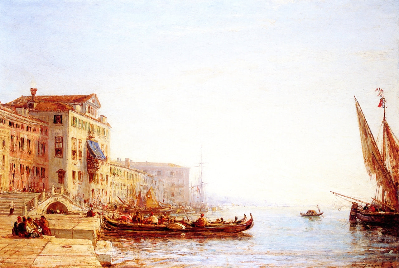Venise, Pont Ca' di Dio, vintage artwork by Felix-Francois-Georges-Philbert Ziem, 12x8" (A4) Poster