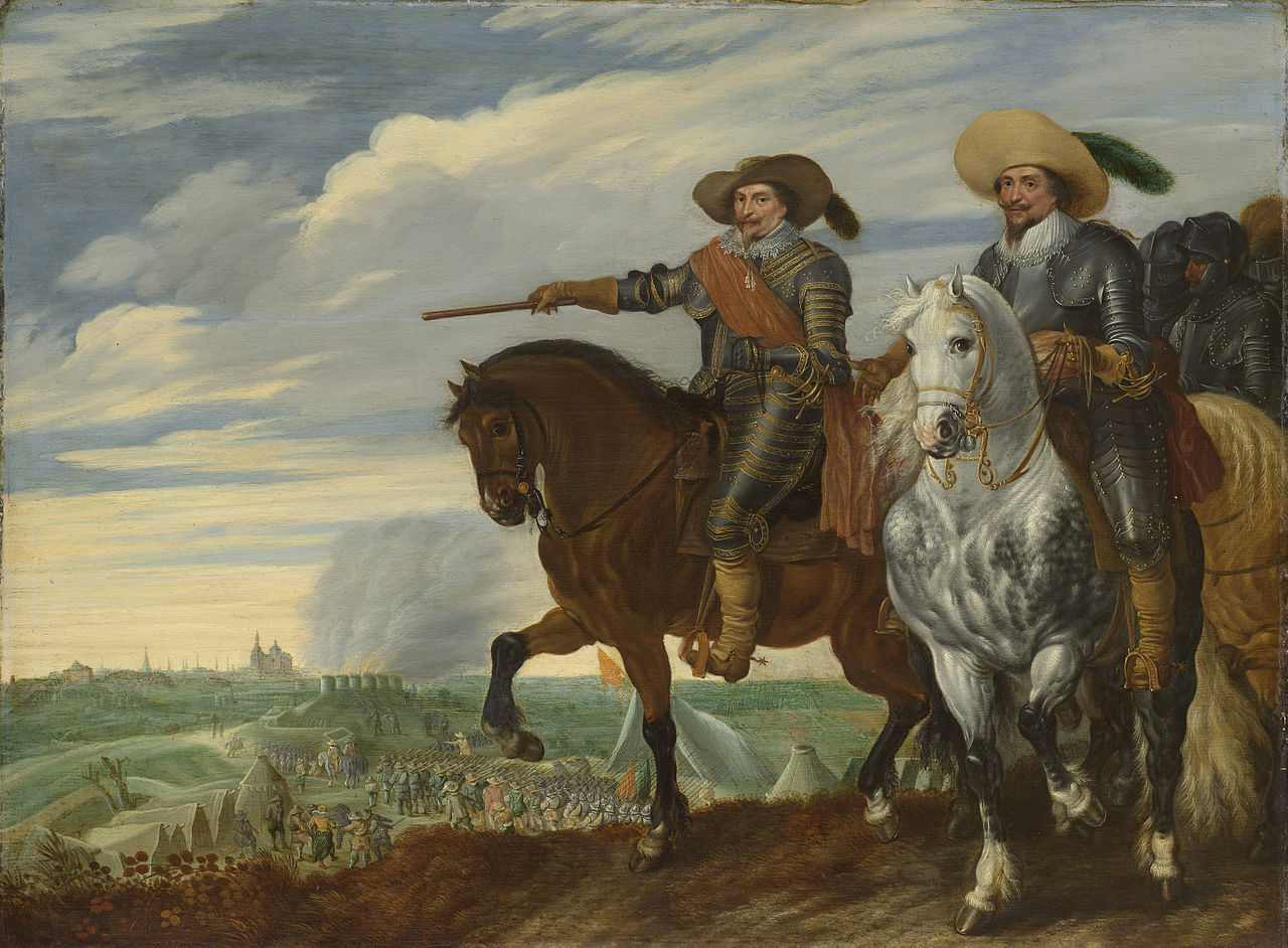 Frederick Henry and Ernst Casimir during the Siege of Den Bosch, vintage artwork by Pauwels van Hillegaert, 12x8" (A4) Poster