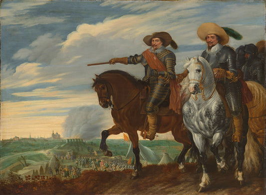 Frederick Henry and Ernst Casimir during the Siege of Den Bosch, vintage artwork by Pauwels van Hillegaert, 12x8" (A4) Poster