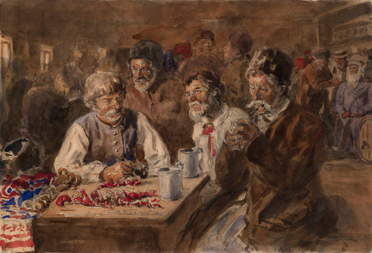Malorossians in a Tavern, vintage artwork by Vladimir Yegorovich Makovsky, 12x8" (A4) Poster