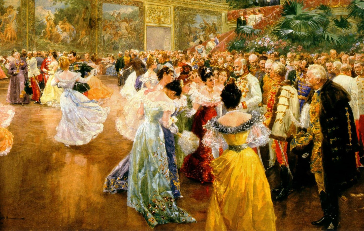 Court Ball at the Hofburg, vintage artwork by Wilhelm Gause, 12x8" (A4) Poster