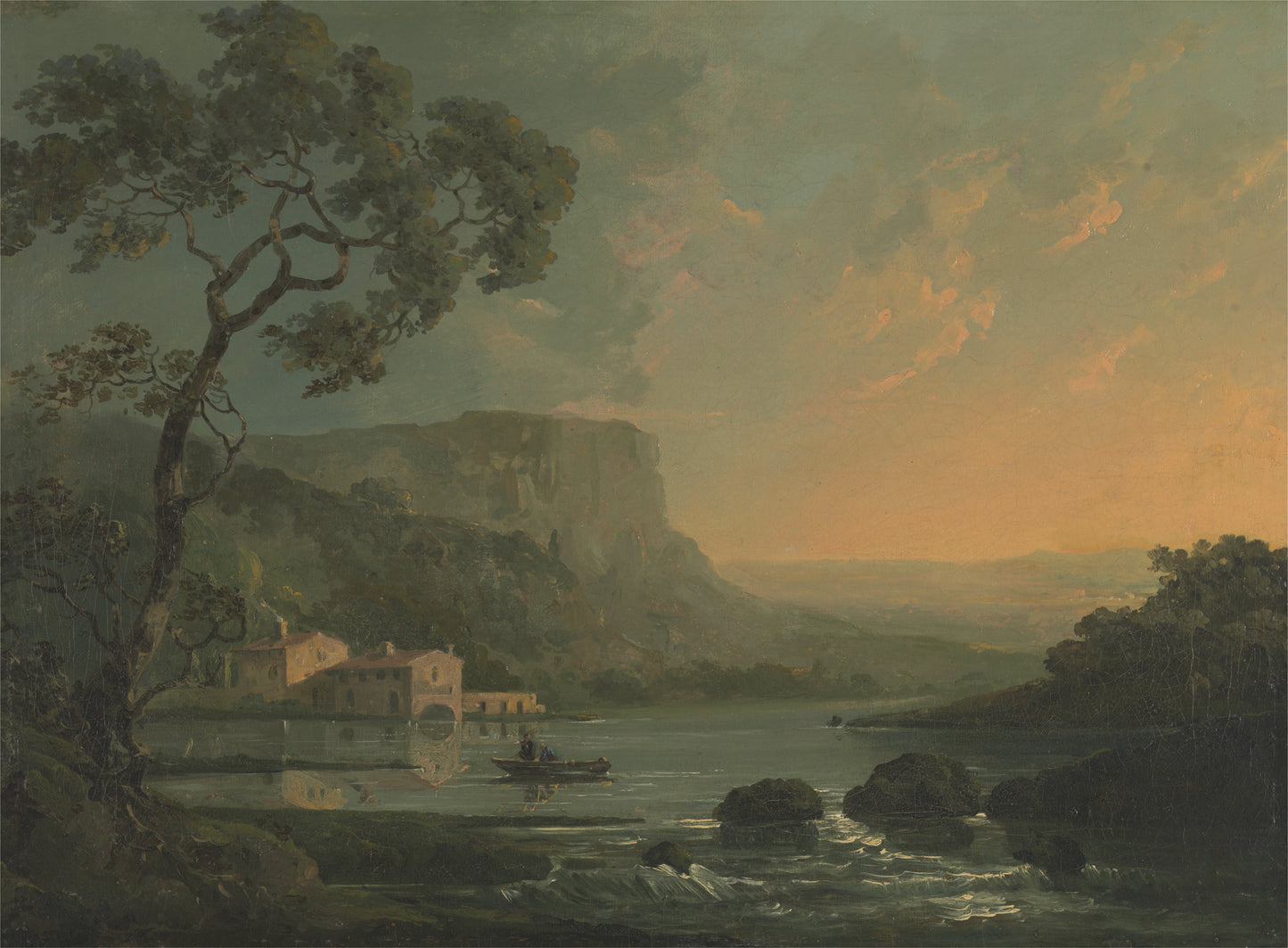 Landscape with Fishermen on a Lake, vintage artwork by William Hodges, 12x8" (A4) Poster