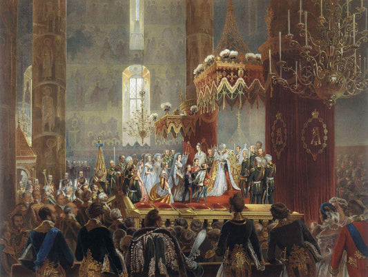 Coronation of Emperor Alexander II, vintage artwork by Mihály Zichy, 12x8" (A4) Poster