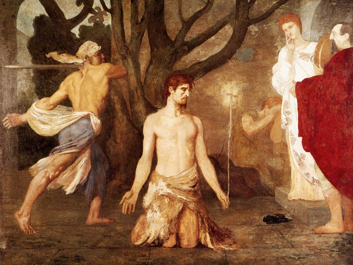 The Beheading of St. John the Baptist, vintage artwork by Pierre Puvis de Chavannes, 12x8" (A4) Poster