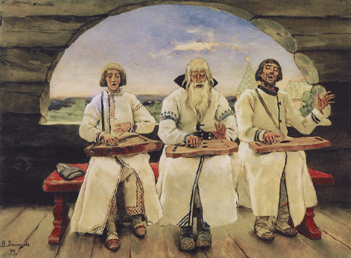 The Gusli Players, vintage artwork by Viktor Mikhaylovich Vasnetsov, 12x8" (A4) Poster