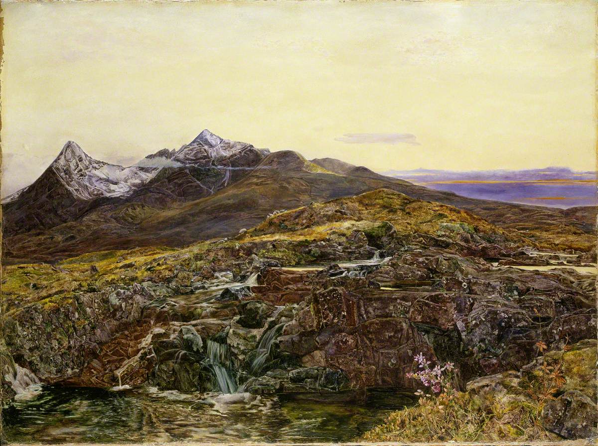 Cuillin Ridge, Skye, from Sligachan, vintage artwork by John William Inchbold, 12x8" (A4) Poster