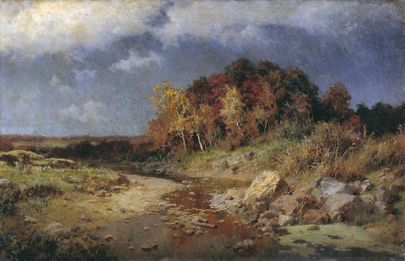 Autumn, a Windy Day, vintage artwork by Alexander Kiselev, 12x8" (A4) Poster