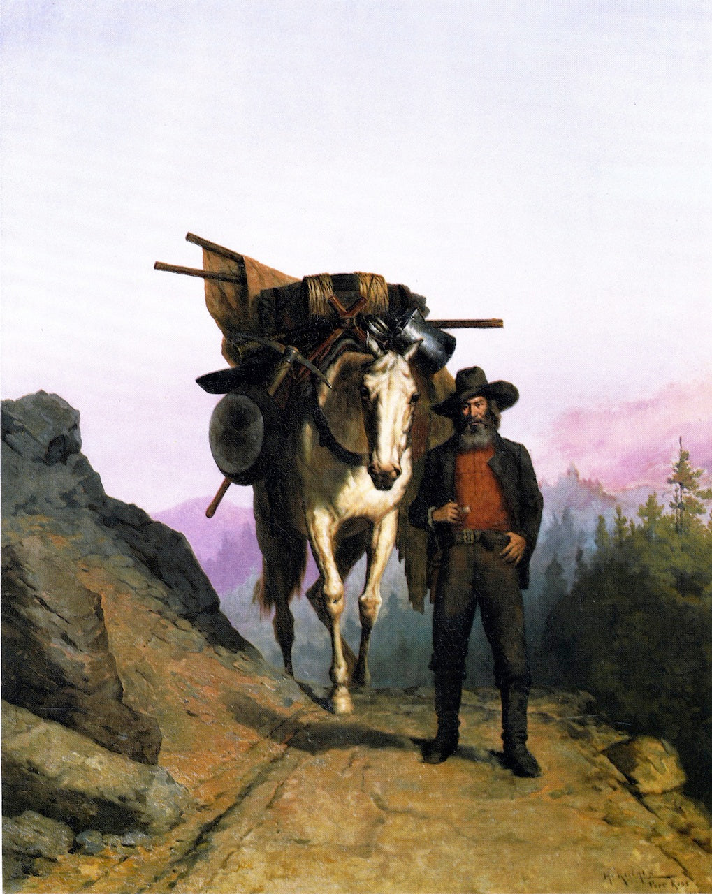 California Miner with Pack Horse by Henry Raschen,A3(16x12")Poster