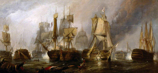 The Battle of Trafalgar of Lord Nelson over the Combined French and Spanish Fleet, October 1805, vintage artwork by Clarkson Frederick Stanfield, A3 (16x12") Poster Print