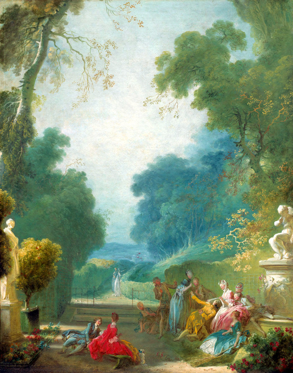 A Game of Hot Cockles, vintage artwork by Jean-Honore Fragonard, 12x8" (A4) Poster