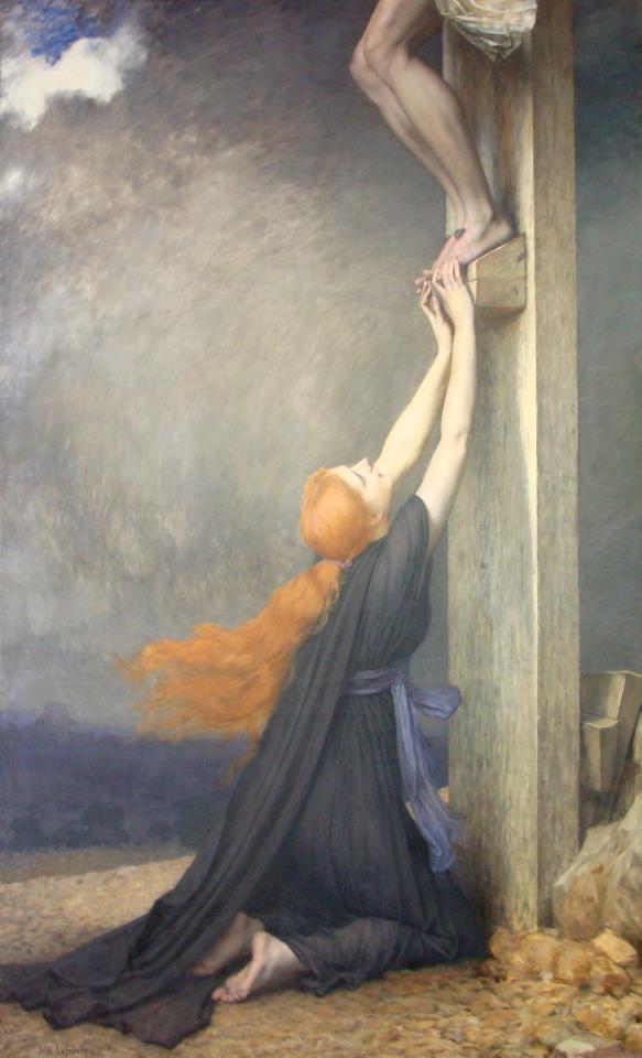 The Sorrows of Mary Magdalene, vintage artwork by Jules Joseph Lefebvre, 12x8" (A4) Poster