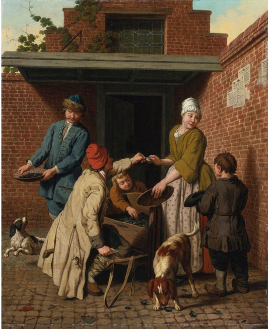 The Mussel Seller, vintage artwork by Jan Josef Horemans the Elder, 12x8" (A4) Poster