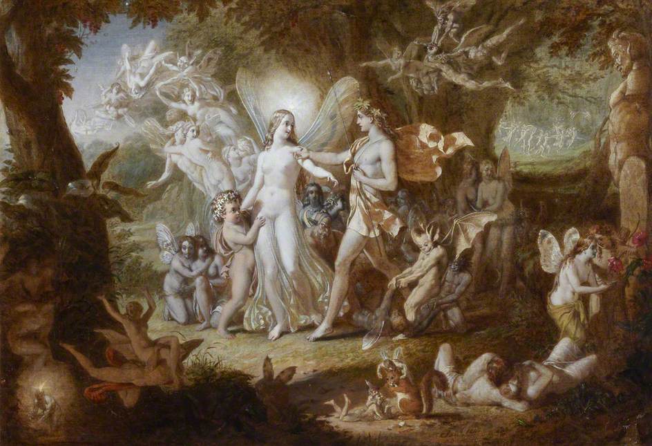 Oberon and Titania, vintage artwork by Sir Joseph Noel Paton, A3 (16x12") Poster Print