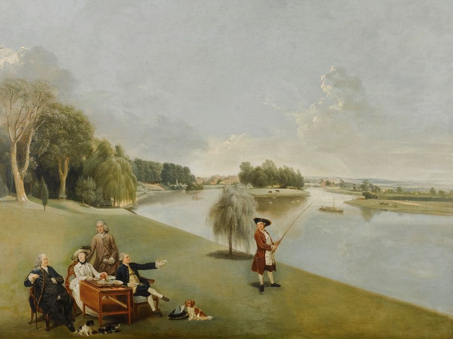 The Garden at Hampton Court, vintage artwork by Johann Zoffany, 12x8" (A4) Poster