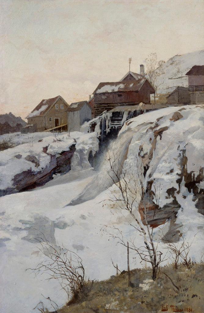 Haugfossen, vintage artwork by Fritz Thaulow, 12x8" (A4) Poster