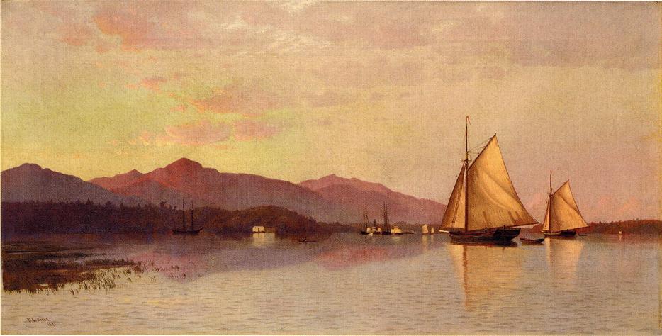 The Hudson River Looking Toward the Catskills, vintage artwork by Francis A. Silva, 12x8" (A4) Poster