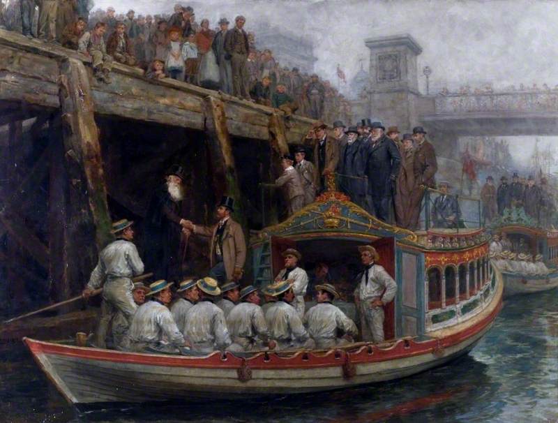 Barge Day, vintage artwork by Ralph Hedley, 12x8" (A4) Poster